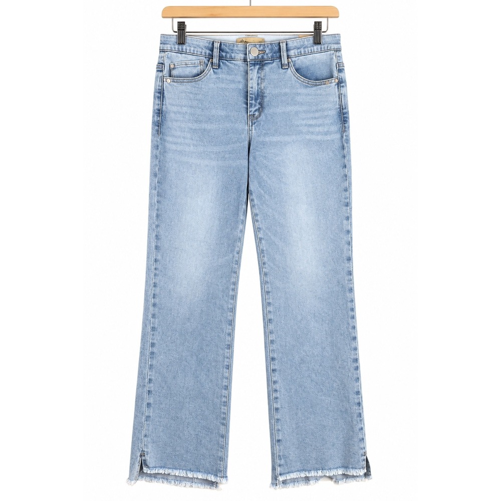 Democracy Ab Technology Booty Lift Straight Leg Jeans Light Wash Frayed Hem 10